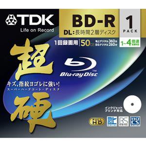 ＜ヤマダ＞ TDK 「超硬」 録画用BD-R DL  50GB 【1-4倍速 片面2層 1枚 /インクジェットプリンター対応】 BRV50HCPWB1A RDL画像