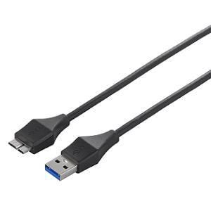 ＜ヤマダ＞ i-バッファロー ユニバーサルコネクター USB3.0 A to microB スリムケーブル 2m ブラック BSUAMBSU320BK画像