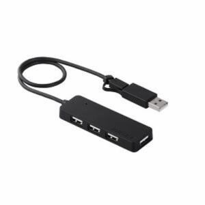  i-バッファロー スマートフォン/タブレット用 USB2.0ハブ 4ポートタイプ(ACアダプター付)USB A変換アダプター付 ブラック BSH4AMB01BK