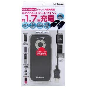 【クリックで詳細表示】リンケージ USBモバイルバッテリー ＋micro USBケーブル 70cm (4000mAh・2ポート・ブラック) LI-40BB
