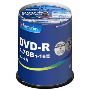 【クリックでお店のこの商品のページへ】三菱化学メディア DHR47JP100V4 データ用16倍速対応DVD-R 100枚パック 4.7GB ホワイトプリンタブル