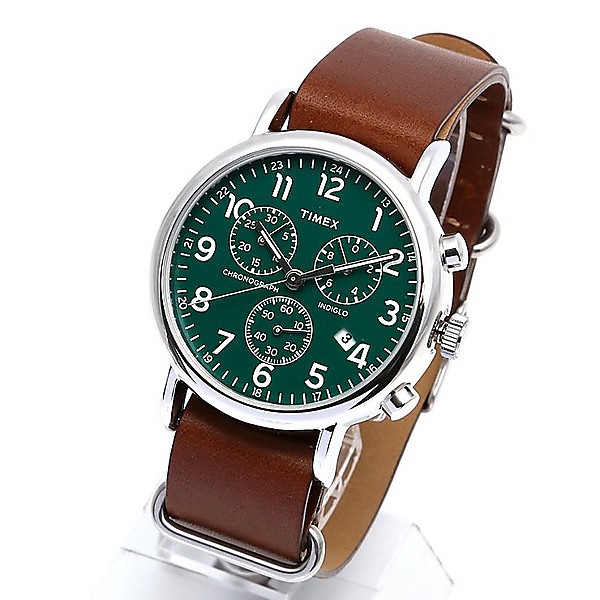 TIMEX タイメックス 腕時計 TW2P97400 WEEKENDER ウィークエンダー 業界No.1 クロノグラフ ミリタリーウォッチ メンズ レディース ブラウン 茶 緑 カジュアル 速くおよび自由な レザー 革ベルト 時計 ミリタリー アナログ グリーン