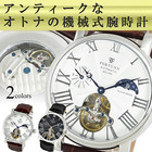機械式腕時計 メンズ 手巻き 自動巻き 時計 芸術的なテンプスケルトン サン＆ムーン サンアンドムーン搭載 男性用 時計