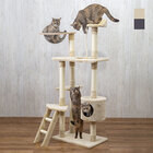 NEW キャットタワー 据え置き 肉球クリアベッド付き 猫タワー 猫 遊び場 タワー 爪とぎ 隠れ家 階段 ハンモック 高さ150cm 猫グッズおまけ付き