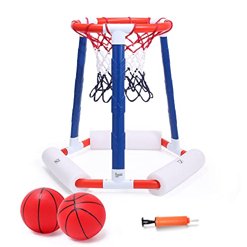 EagleStone おもちゃ プール バスケットボール 水遊び プールトイ バスケットゴール 子供 ボール2個付き 室内 室外 安定性 耐久性 プールフロート プールバスケットボール プール用フローティングバスケットボールフープ 簡単組