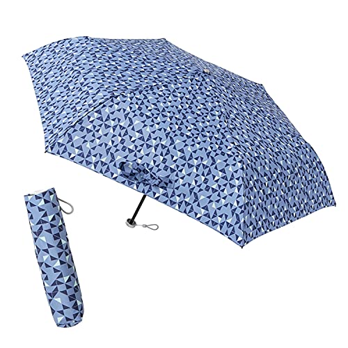 [ムーンバット] urawaza(ウラワザ) 折りたたみ傘 幾何学柄 ネイビーブルー 52㎝【3秒で折りたためる傘】