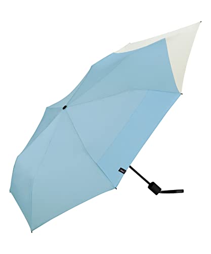 Wpc. 雨傘 UNISEX バックプロテクトフォールディングアンブレラ ライトブルー×オフ 親骨55cm 伸長部70cm 鞄濡れない 雨晴兼用 継続はっ水 メンズ レディース 折りたたみ傘 UX004-954