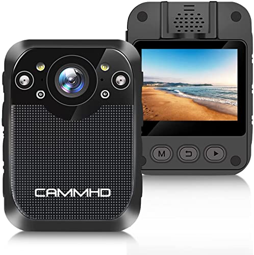 CAMMHD ボディカメラ 32GB 1296P オーディオ録音付き警察ポータブルウェアラブルカメラ 赤外線暗視 動き検出 レーザー測位 犯罪予防 倍速再生 警備員&法執行機関向け 犯罪予防 D1