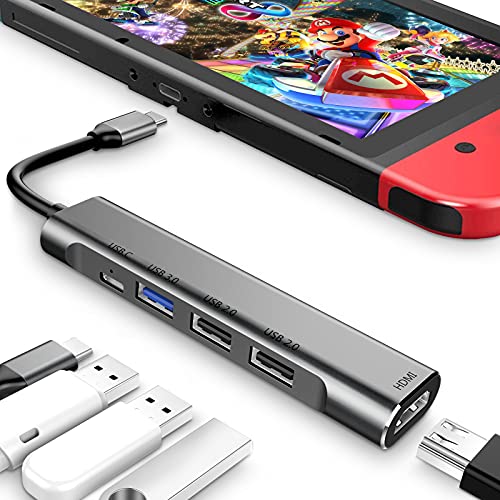 3XI USB C ハブ 5 in 1 Type c ハブアダプタ 4K HDMI 出力 60W USB-C PD 充電 USB3.0 2XUSB2.0,サポートSwitch OLED/Nintendo Switch/Samsung De