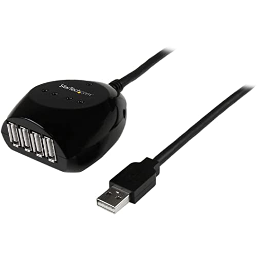 StarTech.com USB 2.0 アクティブ延長ケーブル/リピーター(15m) & 4ポートUSBハブ Type-A(オス) - 4x Type-A(メス) USB2EXT4P15M
