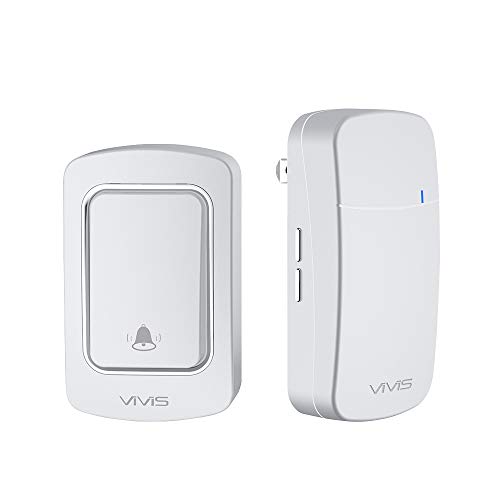 ワイヤレス自発電チャイム VIVIS 電池不要ワイヤレスドアベル 最高200Mの無線範囲 38メロディー 3段階音量調節 取付簡単 (ホワイト)