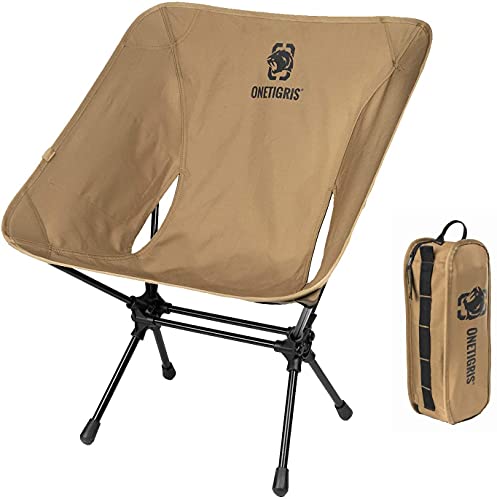 OneTigris 2021 アウトドアチェア ポータブルキャンプチェア コンパクトチェア 折りたたみ コンパクト 椅子 収納袋付属 お釣り 登山 携帯便利 (ブラウン)