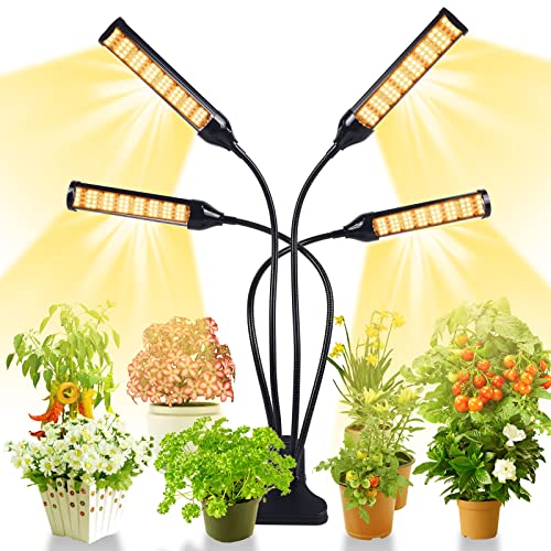 植物育成ライト 4ヘッド タイミング 調光調色可能 三つカラーモード 6階段調光 観葉植物用 水耕栽培用ライト 室内栽培 家庭菜園 園芸用品