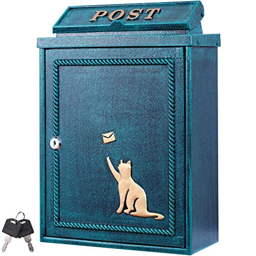 カバポスト(Cabapost) ポスト 郵便ポスト 猫 と手紙 鋳造 壁掛け 鍵付き A4対応 郵便受け おしゃれ