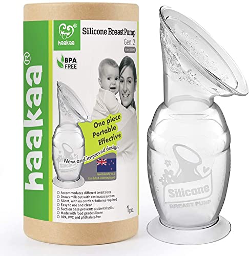 haakaaシリコン手動式搾乳器 100ml/4oz(Base) - 手動搾乳ポンプ、ママと赤ちゃんと環境にやさしい一体型母乳コレクター 母乳を健康に保つためのミルクセーバー 母乳育児用ミルクキャッチャー