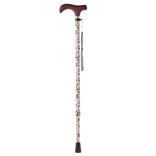 ストリックスデザイン 杖 楽々調節ステッキ伸縮式スリム ベージュ花柄 約3×12×67～89.5cm 一本杖 介護 安全 おしゃれ KN-856