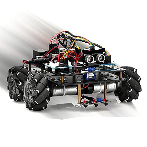 OSOYOO 産業研究開発用 ロボットカー Arduino適用 スマートロボット 4WD 80mm メカナムホイール DC12V モーター STEM 教育 360°全方向移動 Omni directional (カーシャーシ+ Ardui