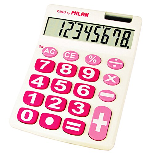 ミラン 8桁電卓 ビッグキー 151708WBL ホワイト×ピンク