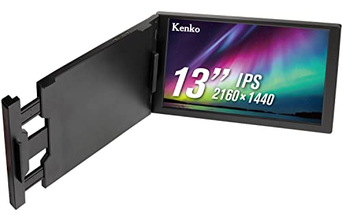 Kenko モバイルモニター KZ-13MT 13インチ 2160×1440 IPSパネル 光沢タイプ ミニHDMI/USB Type-C入力 ノートPC取り付け可能 005484 ブラック