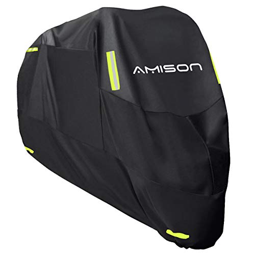 Amison バイクカバー 300D厚手 二重塗装 防水 紫外線防止 バイク用車体カバー 盗難防止 収納バッグ付き(2XL)