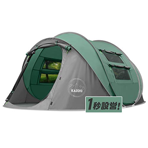 KAZOOキャンプ用自動屋外ポップアップテント防水用クイックオープニングテントキャリングバッグ付き4人用キャノピー
