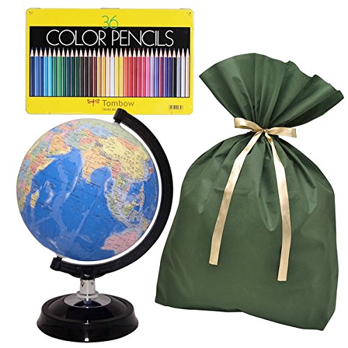 入学祝い ギフトセット 地球儀+色鉛筆+ラッピング用品
