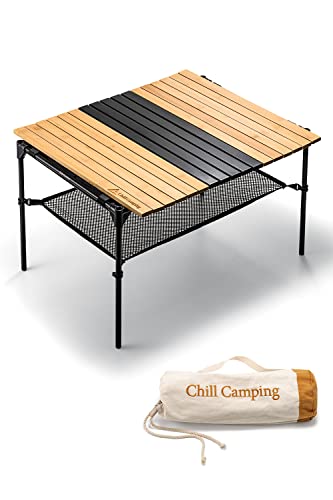 ChillCamping(チルキャンピング) ウッドロール テーブル キャンプ アウトドア コンパクト 木製 (ランタンポールなし)