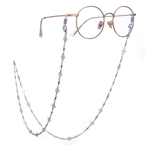LIKGREAT 幸運の四つ葉のクローバー 眼鏡チェーンホルダー レディース ロングネックレス サングラスコード