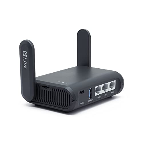 GL.iNet GL-AXT1800(Slate AX) WiFiルーターWiFi6 無線LAN VPN トラベル デュアルバンド 11 b/g/n/ac/ax 1201Mbps (5GHz) + 574Mbps (2.4GHz) Ope