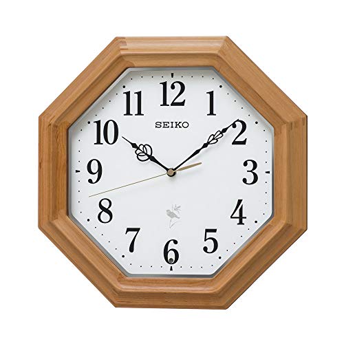 セイコークロック(Seiko Clock) 掛け時計 天然色木地 本体サイズ:33.0×33.0×6.8cm ネイチャーサウンド 12種類 電波 アナログ 報時 切替式 RX216B