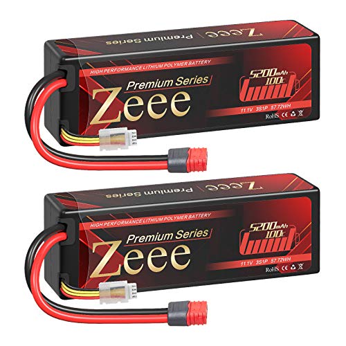 Zeee Premium Series 3S リポバッテリー ラジコンバッテリー 11.1V 100C 5200mAh Tプラグ付き 大容量 1/8と1/10 RCカー RCトラック RCヘリコプター FPV ドローン適用 (2パック)