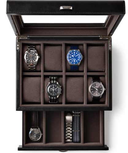 TAWBURY 腕時計ボックスオーガナイザー 8個 男性用 ? 男性用時計ケース 8スロット | 男性用時計ケース | 男性用時計ホルダー | 男性用時計オーガナイザー | 男性用時計ディスプレイケース | 男性用腕時計収納ケース