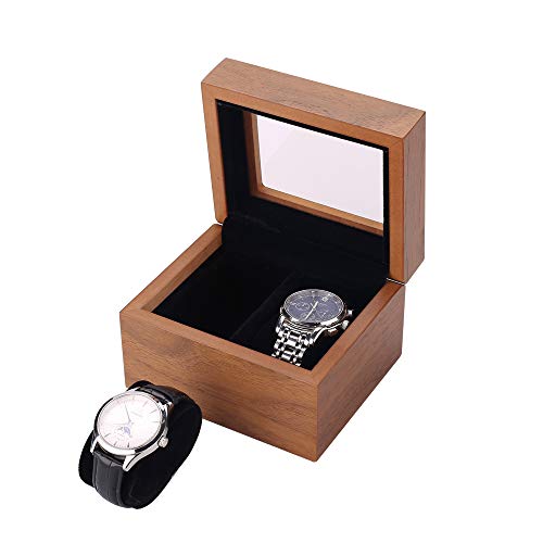 木製腕時計ケース 腕時計収納ケース高級ウォッチボックス 展示 透明窓 腕時計 ケース コレクション ウォッチ 収納 (2本収納)