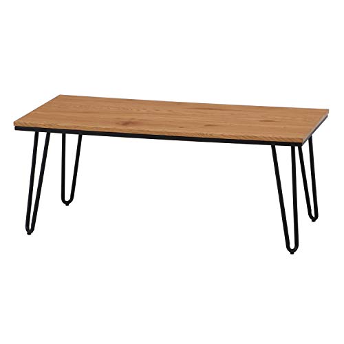 不二貿易 ローテーブル リビングテーブル 幅105cm ブラウン スチール 木目調 クレブ 18375