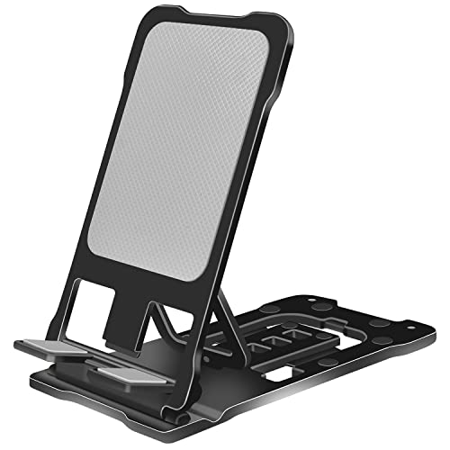 スマホスタンド 卓上 スタンド ホルダー アルミ製 携帯スタンド 角度調整可能 折りたたみ 式 タブレット スタンド のiPhone Androidスマホ タブレットに適用 (ブラック)