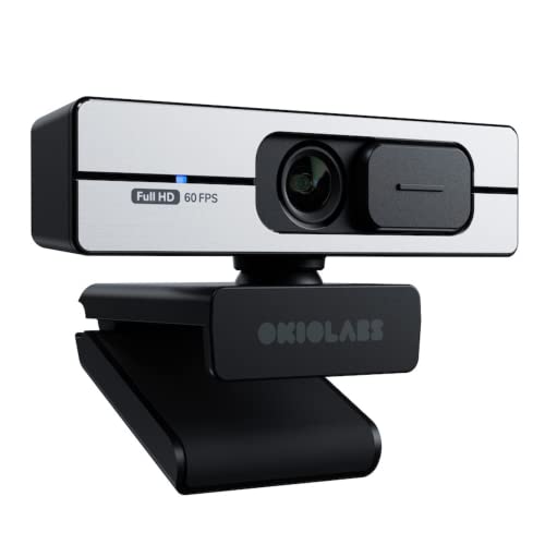 OKIOLABS A6 WEBカメラ 1080p 60 FPS フルHD ストリーミング向け 90°広角 PCカメラ 自動光補正 内蔵マイク 生放送 オンライン会議 遠隔授業 カバー付属 OBS/ゲーム/Zoom/Skype/FaceTi