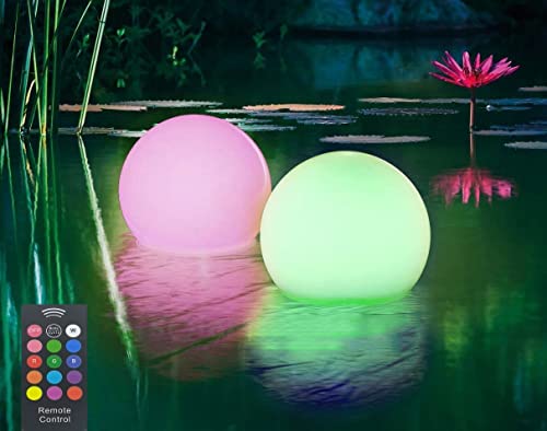GWSOLAR【 プールボール２個セット/直径15cm! ソーラ 置き物ライト 】RGB LEDでレインボー色循環作り、お好みのグラデーション色と13選定色をリモコンで選び、ソーラーフローティング ボールライトと置物灯 両用/ 配線不要な