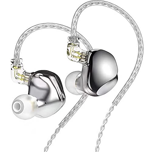 TRN VX Proインイヤーモニター、9ハイブリッドドライバーフラッグシップIem earphone、2ピン取り外し可能ケーブル付きイヤーイヤホン (マイクなし（銀）)
