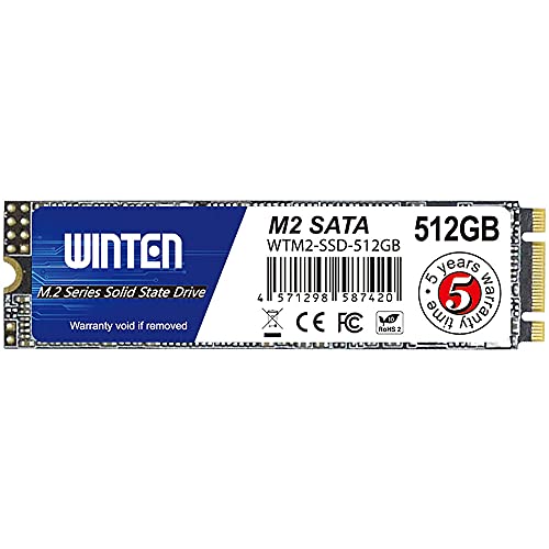 WINTEN SSD 512GB M.2 2280 SATA 5年保証 日本企業ウィンテンが販売 3D NANDフラッシュ搭載 説明書 保証書付き エラー訂正機能 省電力 衝撃に強い 内蔵型SSD WTM2-SSD-512GB 6084