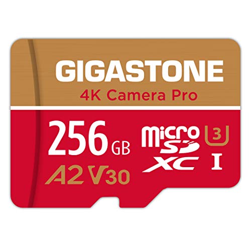 【5年保証 】Gigastone 256GB マイクロSDカード A2 V30 Ultra HD 4K ビデオ録画 Gopro アクションカメラ スポーツカメラ 高速4Kゲーム 動作確認済 100MB/s マイクロ SDXC UHS-I