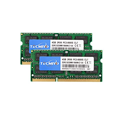 テクミヨ ノートPC用メモリ1.5V 8GB DDR3 PC3-8500 1066Mhz 4GB×2枚 204Pin CL7 Non-ECC SO-DIMM 対応