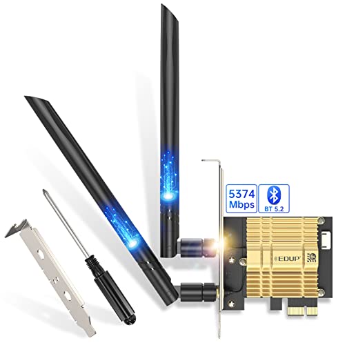 EDUP WiFi 6E PCIE無線LANカード Intel AX210 6GHz/5GHz/2.4GHz Bluetooth5.2、802.11ax超低遅延/160MHz/MU-MiMo/ヒートシンク付き、Windows10/11 6
