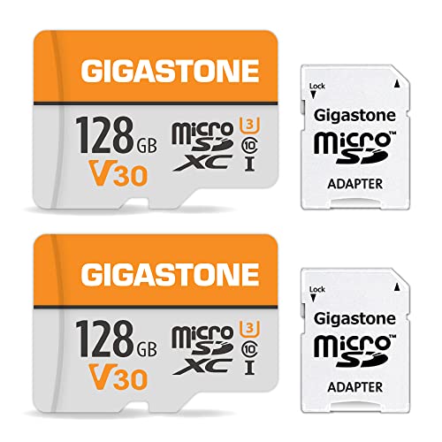 Gigastone マイクロSDカード 128GB 2個セット Micro SD card SDアダプタ付き U3 C10 95MB/S SDXC 4K Ultra HD ビデオ 撮影