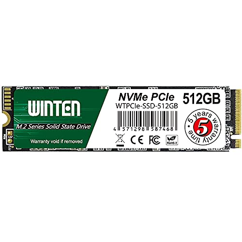 WINTEN SSD 512GB M.2 2280 NVMe PCIe Gen3x4 5年保証 日本企業ウィンテンが販売 3D NANDフラッシュ搭載 説明書 保証書付き エラー訂正機能 省電力 衝撃に強い 内蔵型SSD WTPCIe-S
