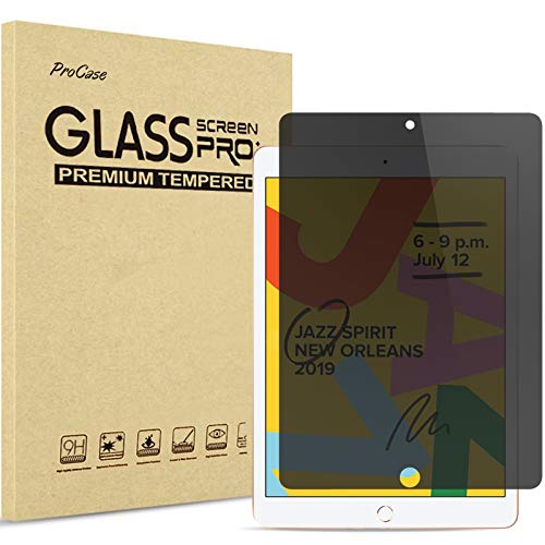 ProCase ガラスフィルム iPad 10.2 用 9世代 / 8世代 / 7世代、覗き見防止 強化ガラス 画面保護 貼付キット付き - 1枚