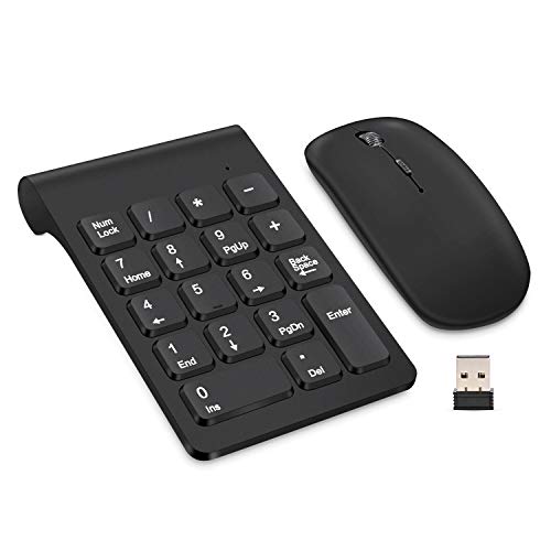 テンキー ワイヤレス Lefon 2.4Ｇ 数字キーボード＆マウス セット 18キー 小型 持ち運び USB接続 無線 ナンバーパッド USBレシーバー付き