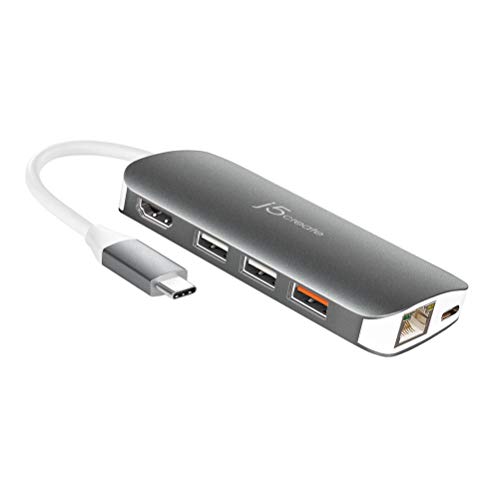 j5create USB Type-C 9in1 マルチアダプタ ハブ Power Delivery 60W供給 【USB-C 3.1ポートｘ1（データ転送＆PD充電機能） , 4K HDMI×1 , ギガビット有線LANポート×1 ,