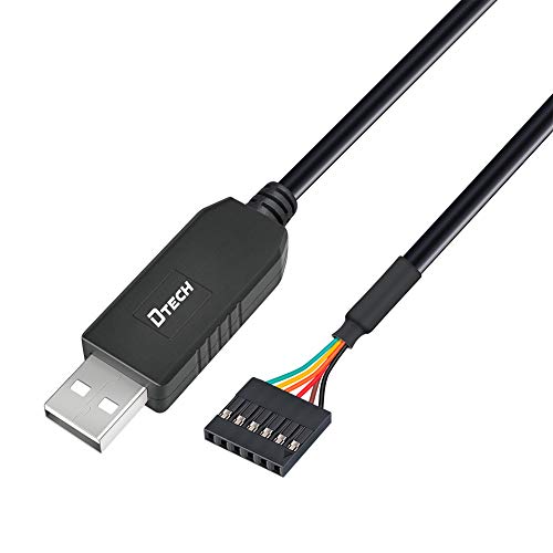 DTECH USB TTL シリアル 変換 ケーブル 3.3V 1m FTDI チップセット 6ピン 2.54mm ピッチ メス コネクタ FT232RL USB UART シリアル コンバーター ケーブル Windows 10 8 7