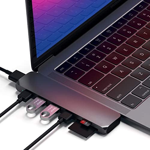 Satechi Type-C アルミニウム Proハブ 7-in-2 (スペースグレイ) MacBook Pro, MacBook Air 2018以降対応 40Gbs USB-C PD 4K HDMI Micro/SDカード USB 3