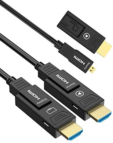 光ファイバー HDMI ケーブル 15M, UGOMI ファイバーHDMI 4K60Hz 光速 HDMI2.0b サポート18Gbps, ARC, Dolby Vision, 3D, HDCP2.2, HDR10, CEC/EDID, 4